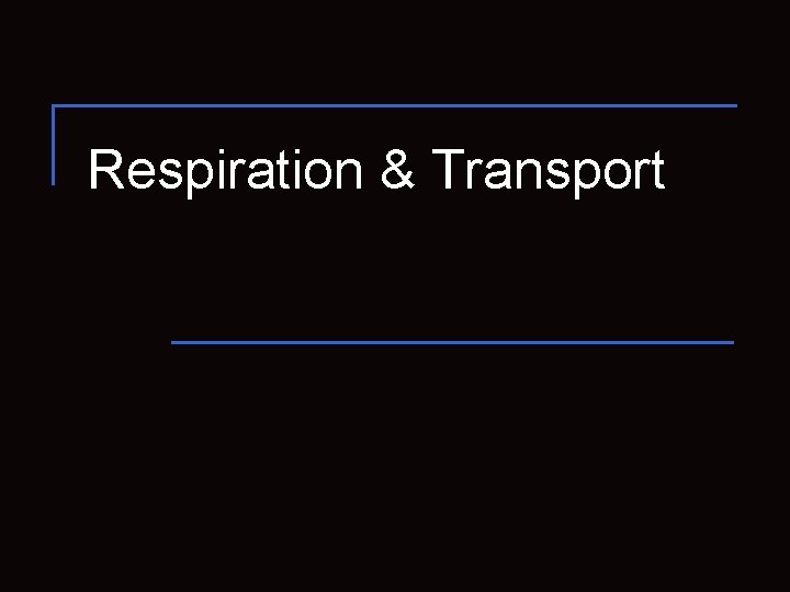 Respiration & Transport 