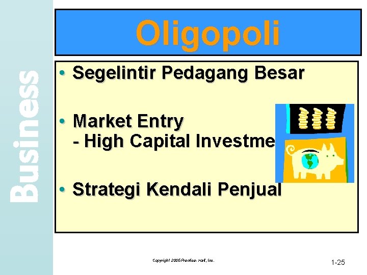 Business Oligopoli • Segelintir Pedagang Besar • Market Entry Difficult - High Capital Investment