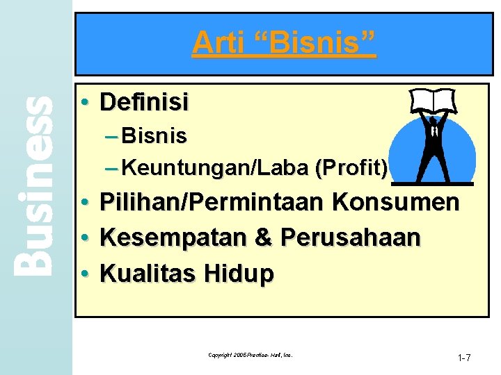 Business Arti “Bisnis” • Definisi – Bisnis – Keuntungan/Laba (Profit) • • • Pilihan/Permintaan