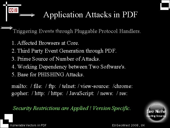 Application Attacks in PDF Triggering Events through Pluggable Protocol Handlers. 1. Affected Browsers at