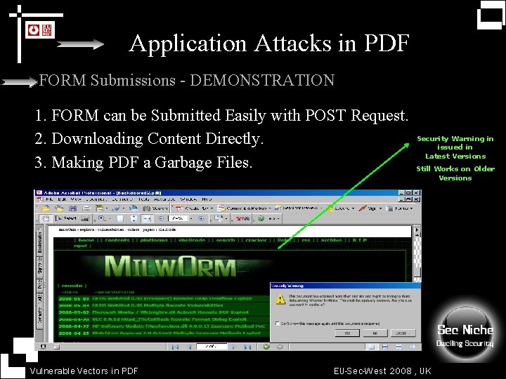 Application Attacks in PDF FORM Submissions - DEMONSTRATION 1. FORM can be Submitted Easily