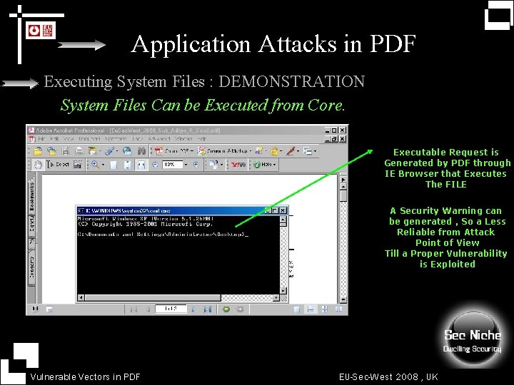 Application Attacks in PDF Executing System Files : DEMONSTRATION System Files Can be Executed