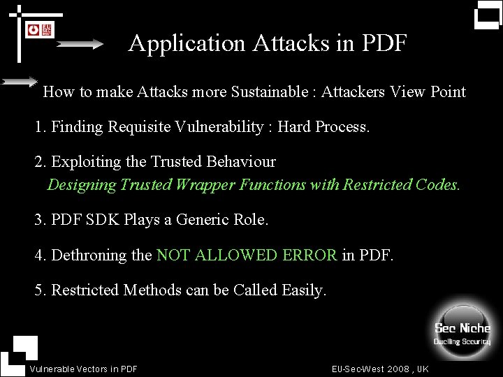 Application Attacks in PDF How to make Attacks more Sustainable : Attackers View Point