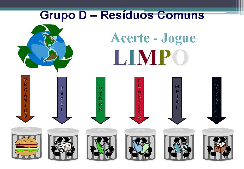 Grupo D – Resíduos Comuns Acerte - Jogue L IM P O P A