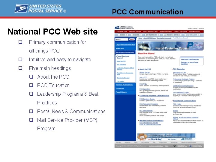 PCC Communication National PCC Web site q Primary communication for all things PCC q