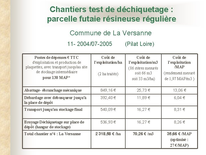 Chantiers test de déchiquetage : parcelle futaie résineuse régulière Commune de La Versanne 11