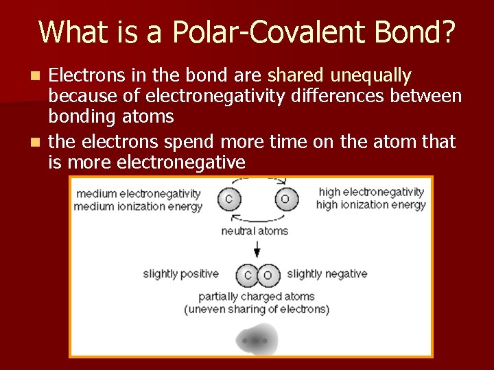 What is a Polar-Covalent Bond? Electrons in the bond are shared unequally because of