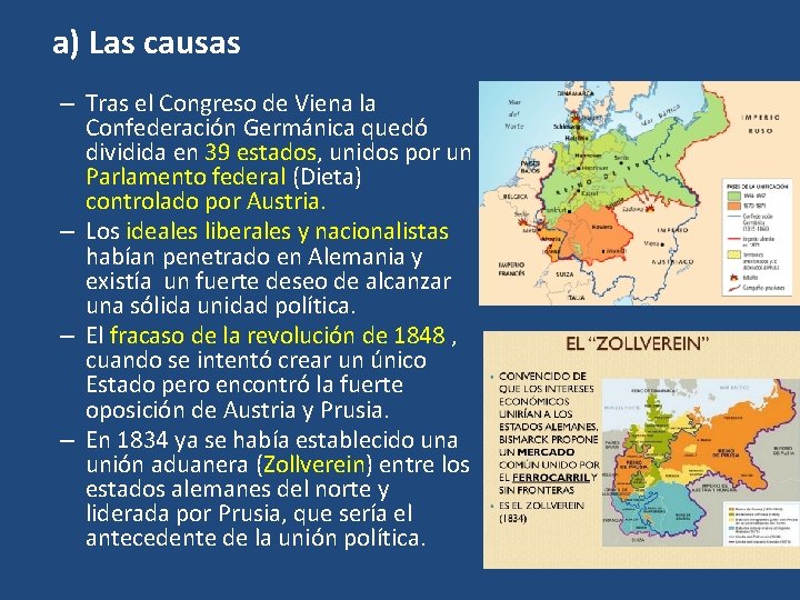 a) Las causas – Tras el Congreso de Viena la Confederación Germánica quedó dividida