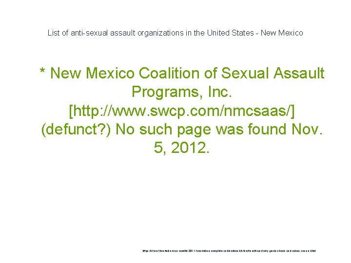 List of anti-sexual assault organizations in the United States - New Mexico 1 *