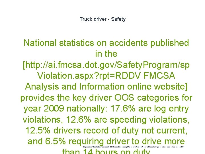 Truck driver - Safety 1 National statistics on accidents published in the [http: //ai.