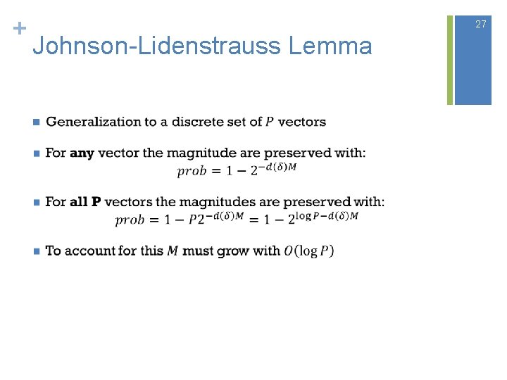 + 27 Johnson-Lidenstrauss Lemma n 