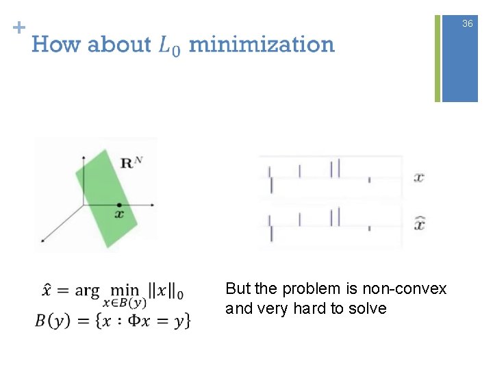 + 36 But the problem is non-convex and very hard to solve 