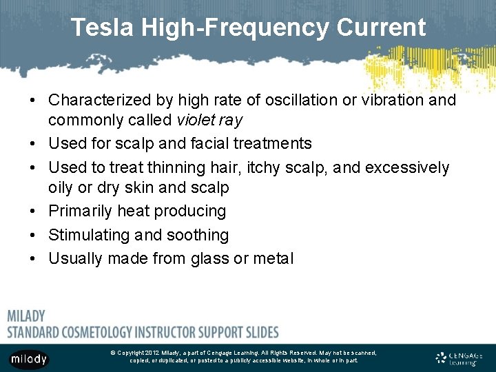 Tesla High-Frequency Current • Characterized by high rate of oscillation or vibration and commonly