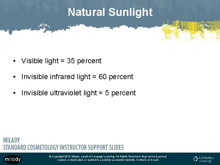 Natural Sunlight • Visible light = 35 percent • Invisible infrared light = 60