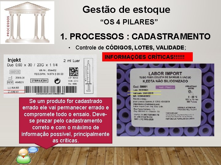 PROCESSOS Gestão de estoque “OS 4 PILARES” 1. PROCESSOS : CADASTRAMENTO • Controle de