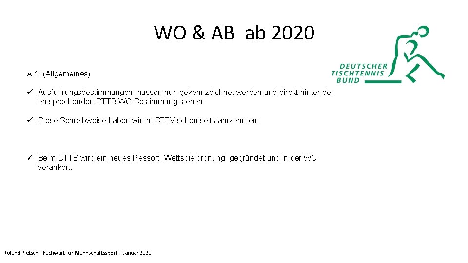 WO & AB ab 2020 A 1: (Allgemeines) ü Ausführungsbestimmungen müssen nun gekennzeichnet werden