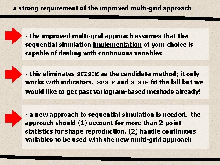 a strong requirement of the improved multi-grid approach - the improved multi-grid approach assumes