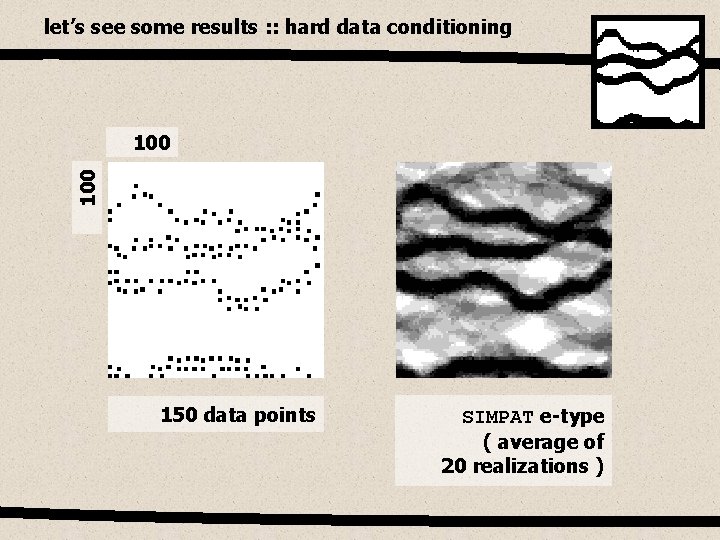 let’s see some results : : hard data conditioning 100 150 data points SIMPAT