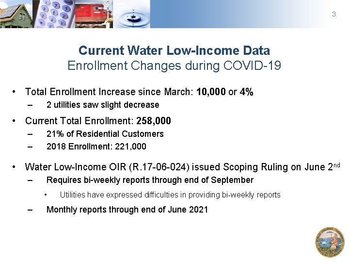 3 Current Water Low-Income Data Enrollment Changes during COVID-19 • Total Enrollment Increase since