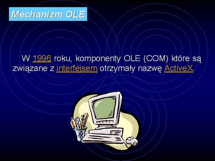 Mechanizm OLE W 1996 roku, komponenty OLE (COM) które są związane z interfejsem otrzymały