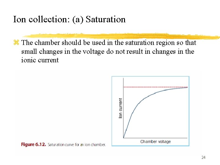 Ion collection: (a) Saturation z The chamber should be used in the saturation region
