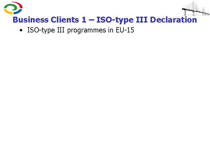 Business Clients 1 – ISO-type III Declaration • ISO-type III programmes in EU-15 