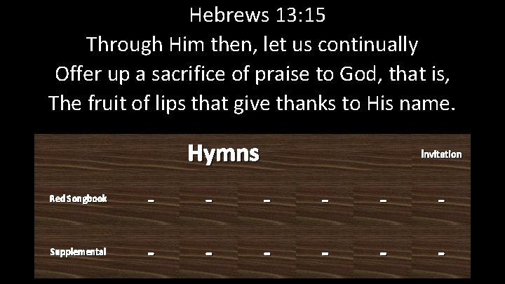 Hebrews 13: 15 Through Him then, let us continually Offer up a sacrifice of