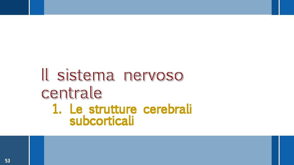 Il sistema nervoso centrale 1. Le strutture cerebrali subcorticali 53 