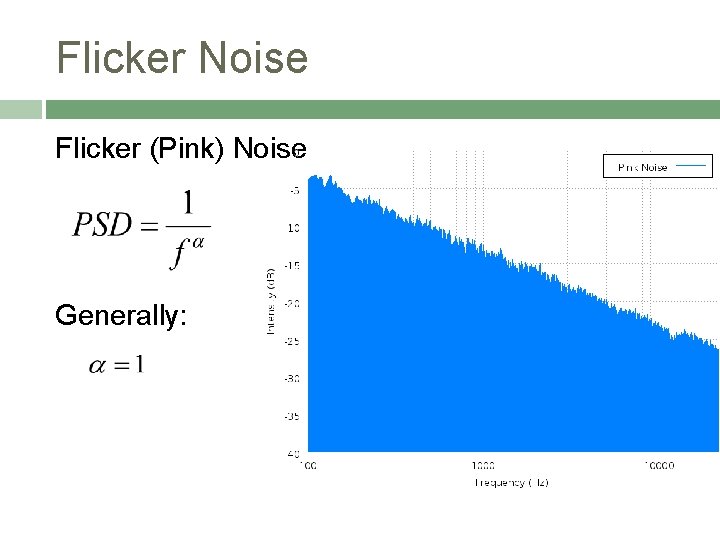 Flicker Noise Flicker (Pink) Noise Generally: 