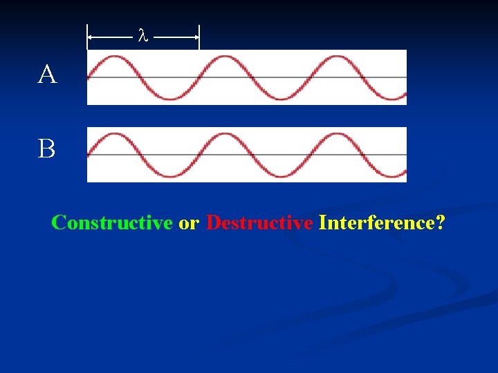 A B Constructive or Destructive Interference? A B Constructive or Destructive Interference?