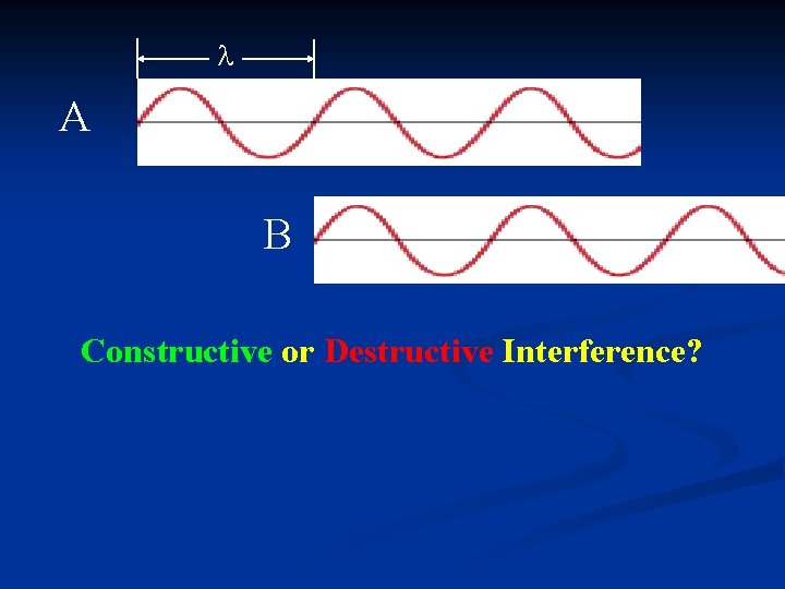 A B Constructive or Destructive Interference? A B Constructive or Destructive Interference?