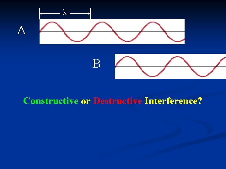 A B Constructive or Destructive Interference? A B Constructive or Destructive Interference?
