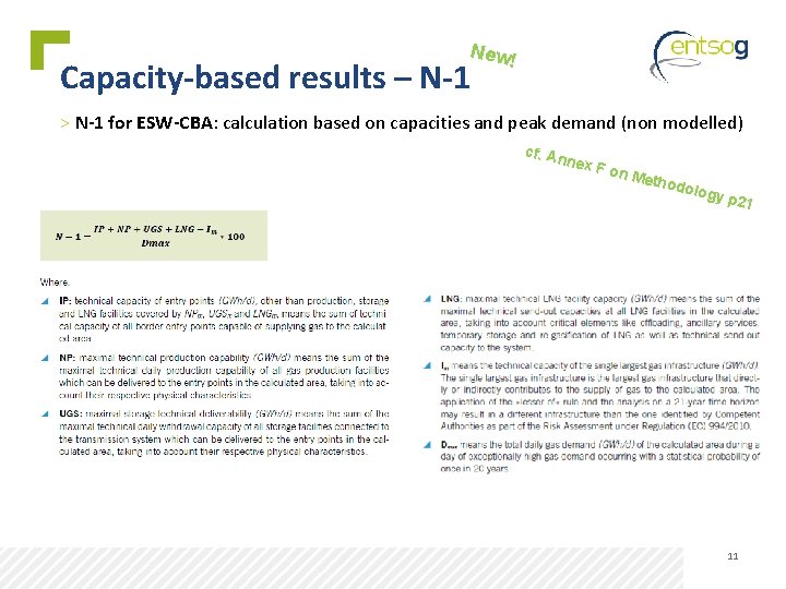 New! Capacity-based results – N-1 > N-1 for ESW-CBA: calculation based on capacities and