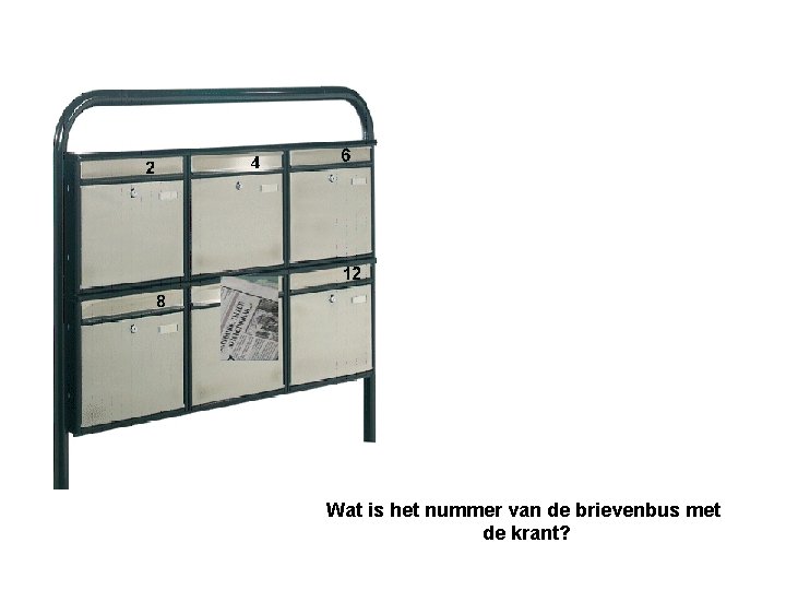 Wat is het nummer van de brievenbus met de krant? 