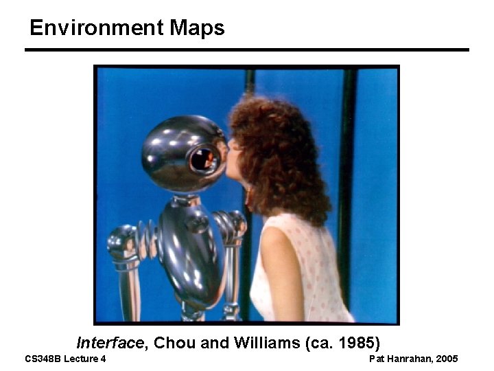 Environment Maps Interface, Chou and Williams (ca. 1985) CS 348 B Lecture 4 Pat