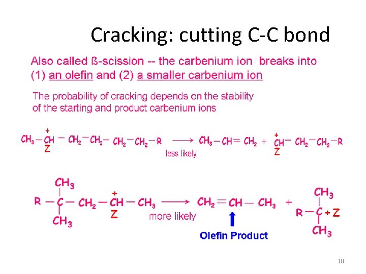 Cracking: cutting C-C bond 10 