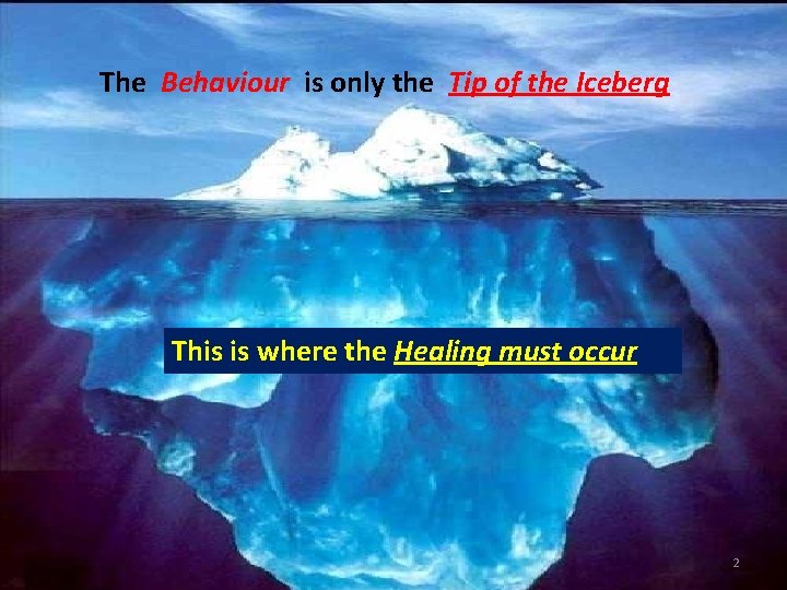 The Behaviour is only the Tip of the Iceberg This is where the Healing