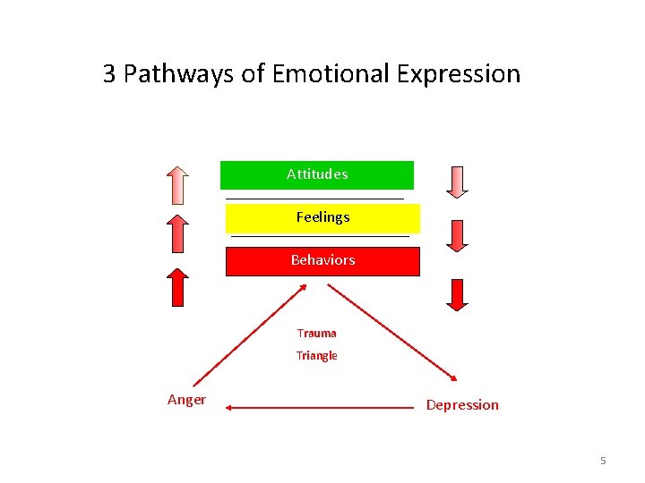3 Pathways of Emotional Expression Attitudes Feelings Behaviors Trauma Triangle Anger Depression © 2009