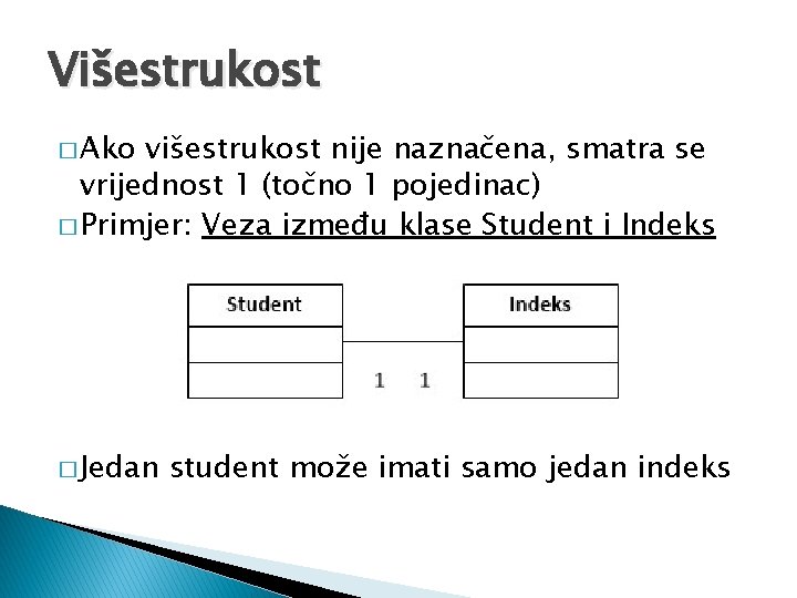 Višestrukost � Ako višestrukost nije naznačena, smatra se vrijednost 1 (točno 1 pojedinac) �