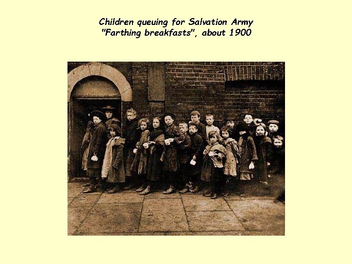 Children queuing for Salvation Army "Farthing breakfasts", about 1900 