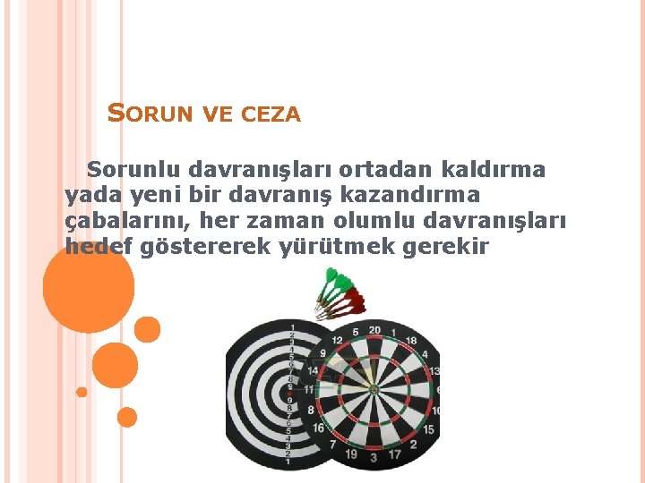 SORUN VE CEZA Sorunlu davranışları ortadan kaldırma yada yeni bir davranış kazandırma çabalarını, her