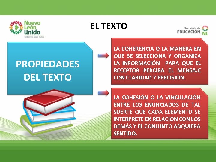 EL TEXTO PROPIEDADES DEL TEXTO LA COHERENCIA O LA MANERA EN QUE SE SELECCIONA