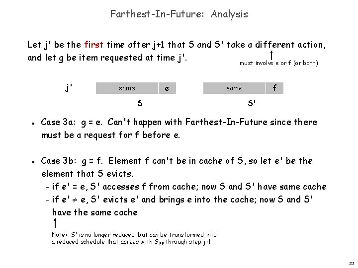 Farthest-In-Future: Analysis Let j' be the first time after j+1 that S and S'