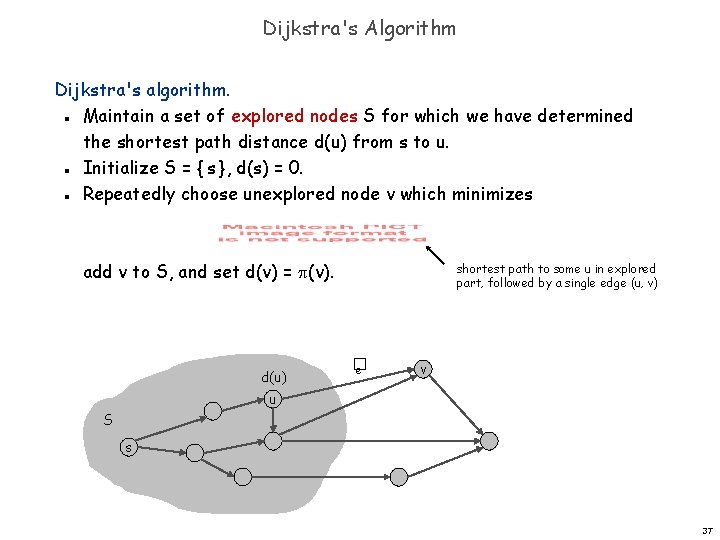 Dijkstra's Algorithm Dijkstra's algorithm. Maintain a set of explored nodes S for which we