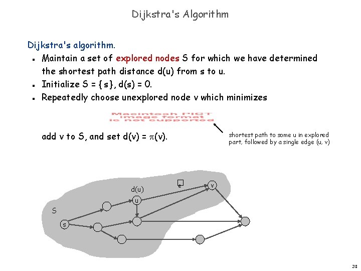 Dijkstra's Algorithm Dijkstra's algorithm. Maintain a set of explored nodes S for which we
