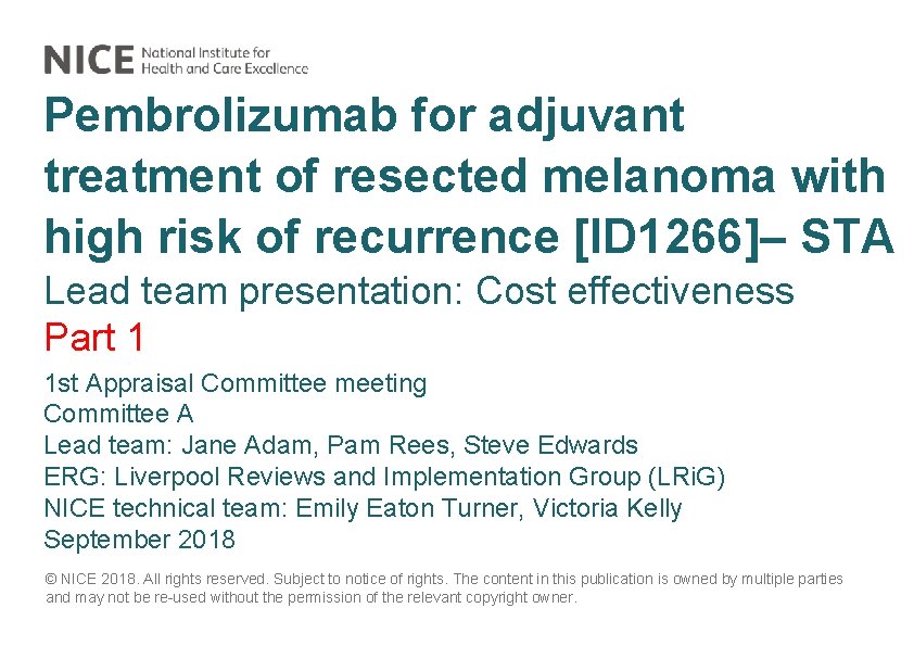 Pembrolizumab for adjuvant treatment of resected melanoma with high risk of recurrence [ID 1266]–