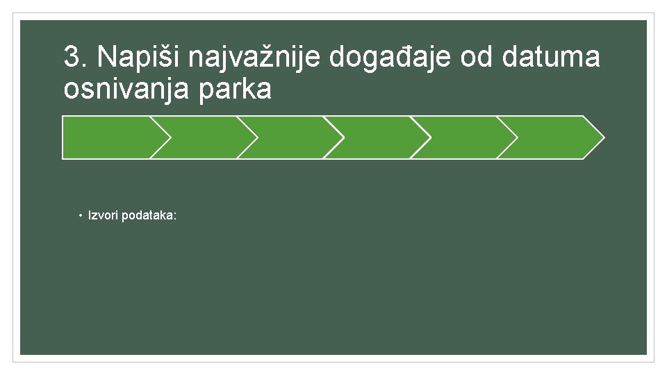 3. Napiši najvažnije događaje od datuma osnivanja parka • Izvori podataka: 