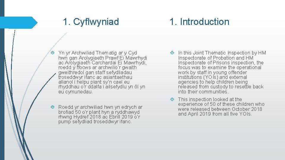 1. Cyflwyniad Yn yr Archwiliad Thematig ar y Cyd hwn gan Arolygiaeth Prawf Ei