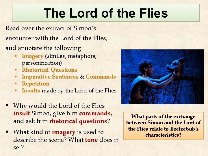 The Lord of the Flies Read over the extract of Simon’s encounter with the