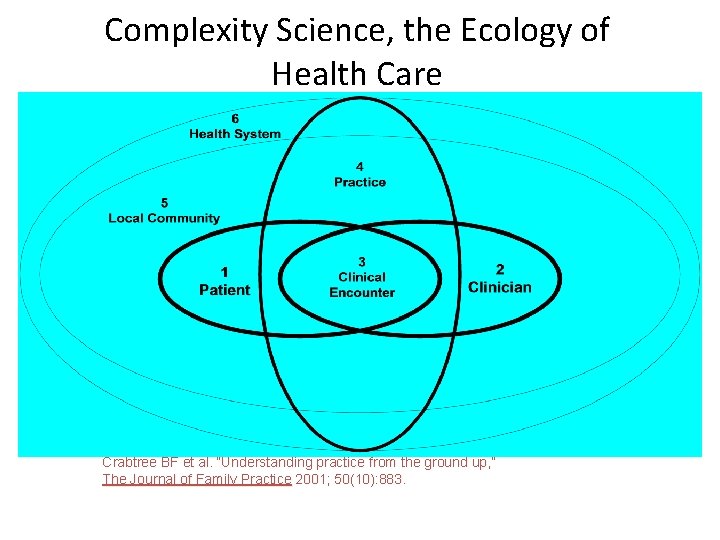 Complexity Science, the Ecology of Health Care Crabtree BF et al. “Understanding practice from